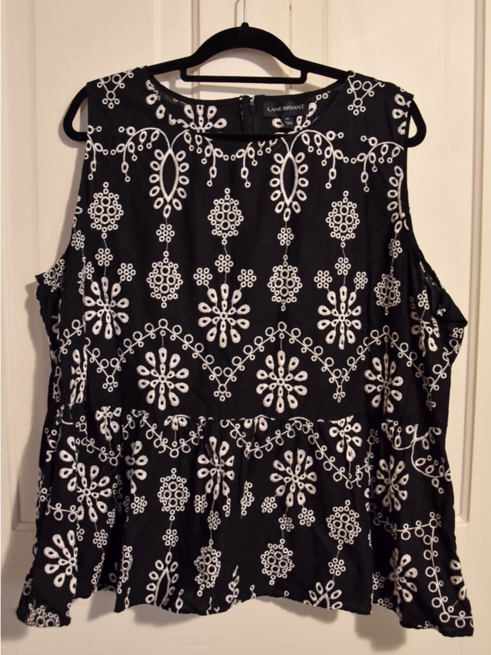 Lane Bryant Black and White Embroidered Tank